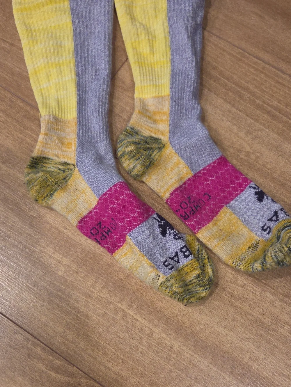 Bombas Purple And Yellow Compression Socks, Women’s Medium (8-10.5) 20-30